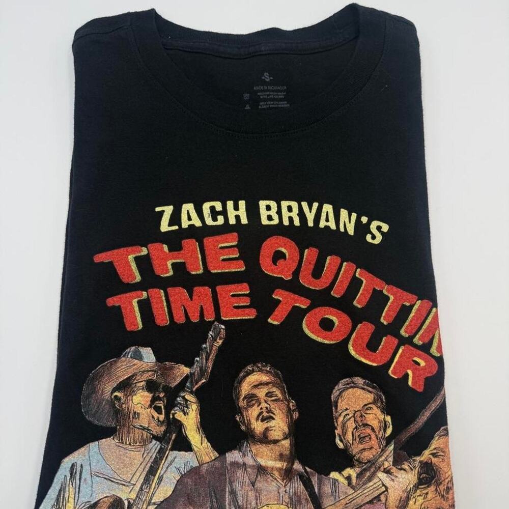 Zach Bryan The Quitting Time Tour 2024 black cotton t-shirt size small